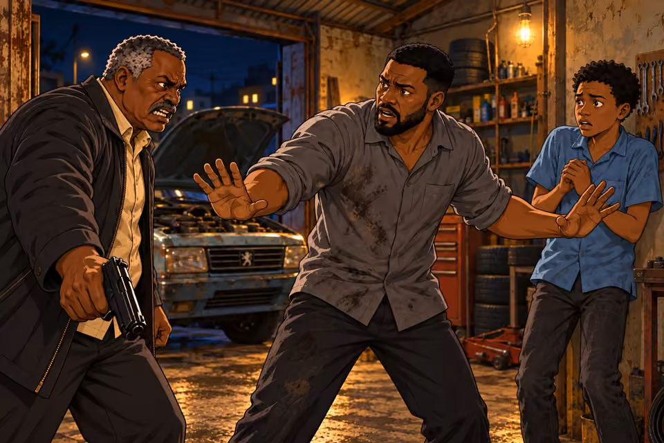 Kayode orders Musa aside during the workshop confrontation.