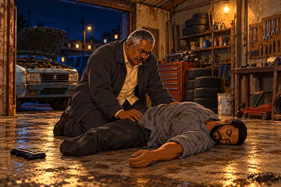 Kayode kneels beside Musa, overcome by remorse.