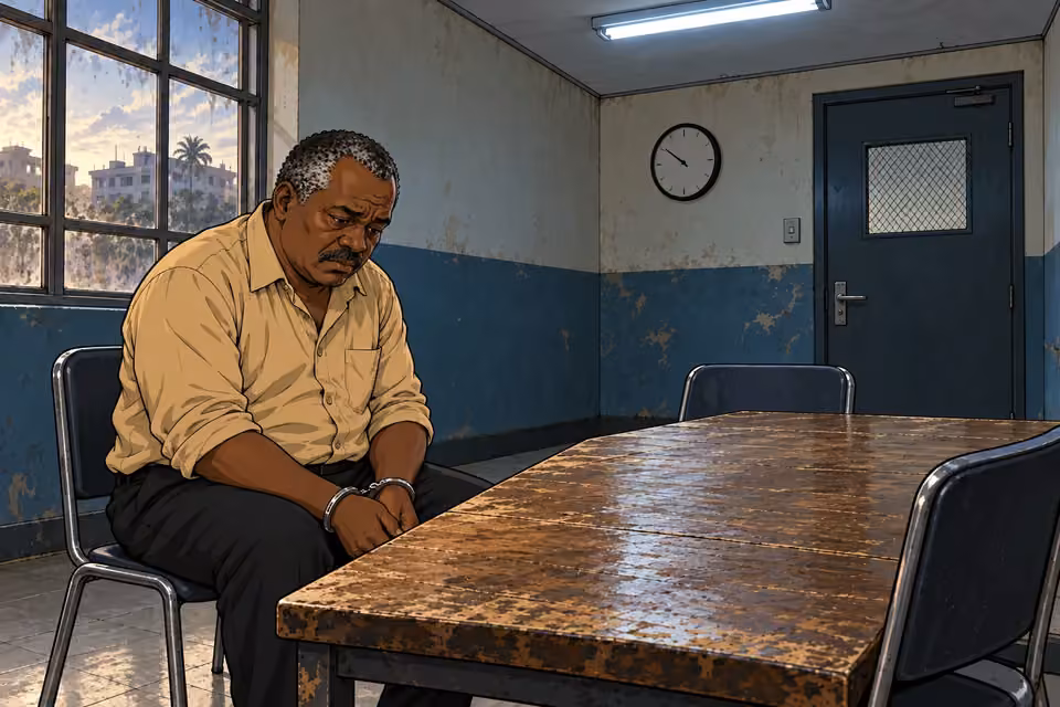 Kayode sits alone after the family leaves.