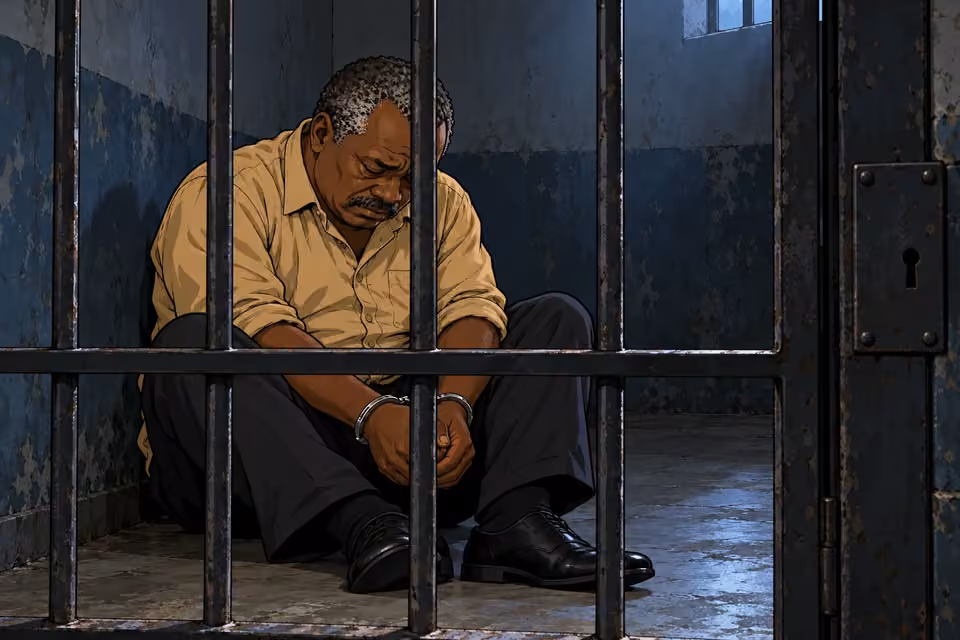 Kayode sinks to the cell floor and sobs behind the closed bars.