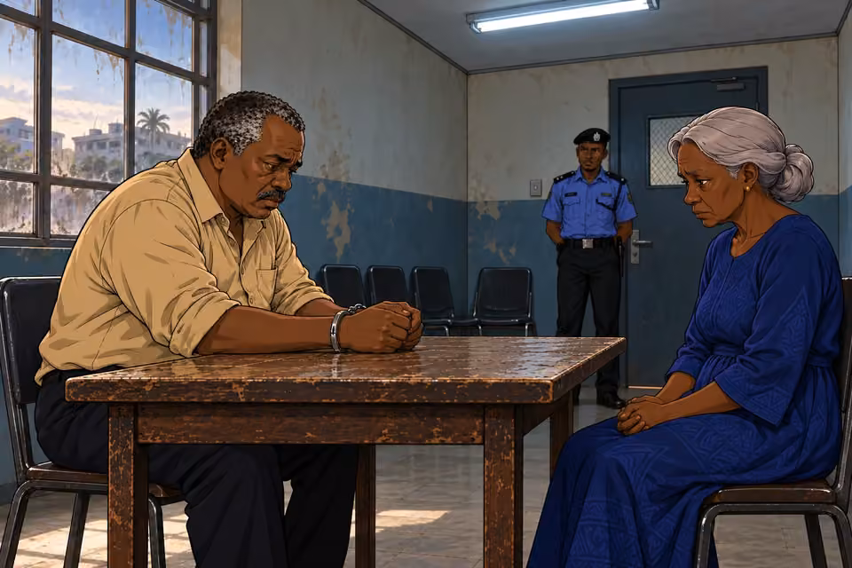 Aminat sits across from Kayode as silence settles between them.