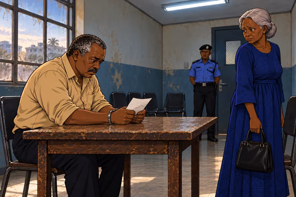 Aminat stands to say goodbye.