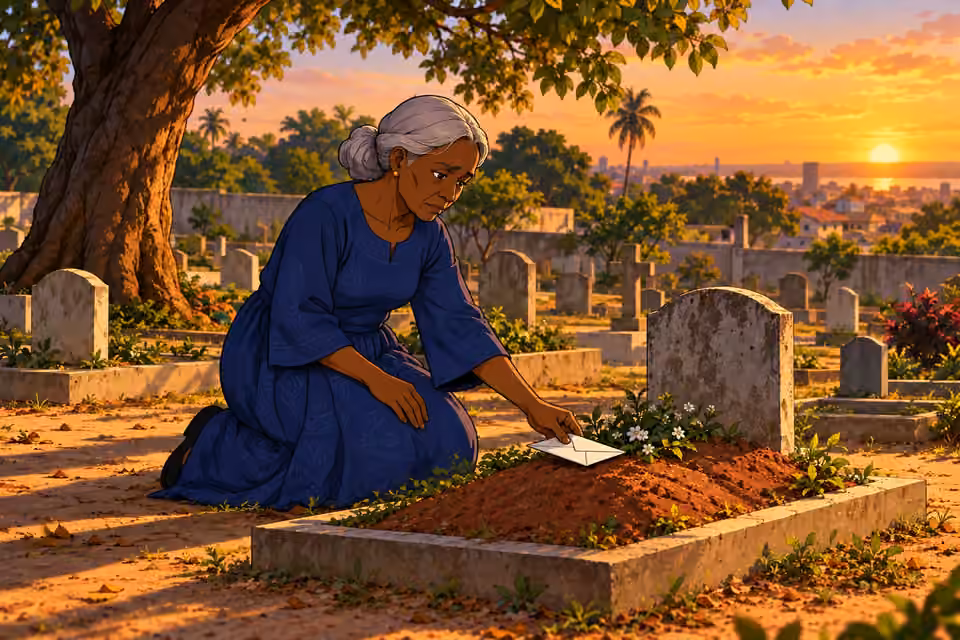 Aminat lays the letter on Kayode’s grave.