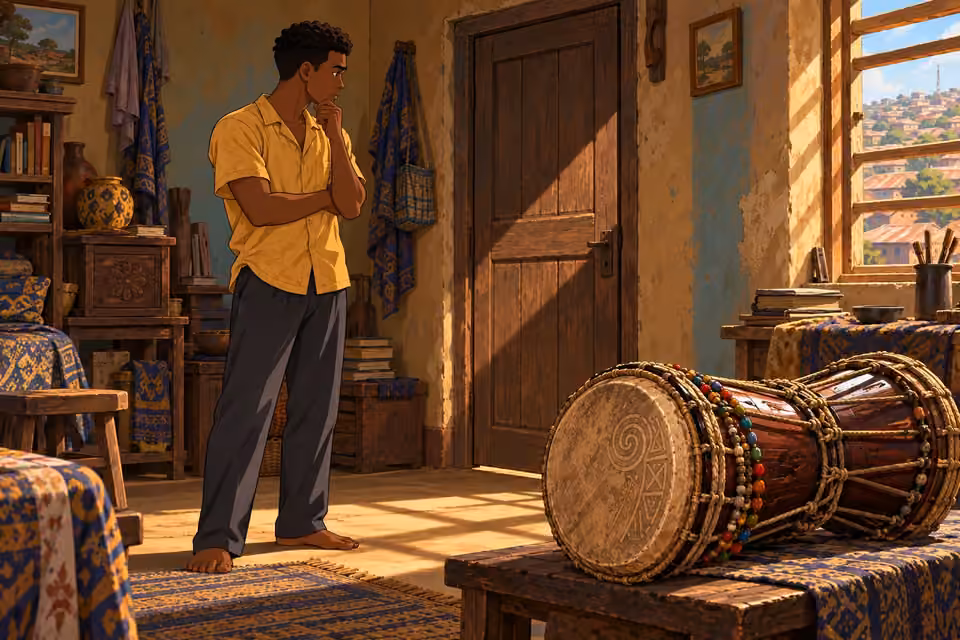 Ayo considers the unexpected visit after the door closes.