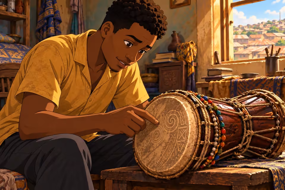 Ayo connects his grandmother’s words with the Batá inscription.