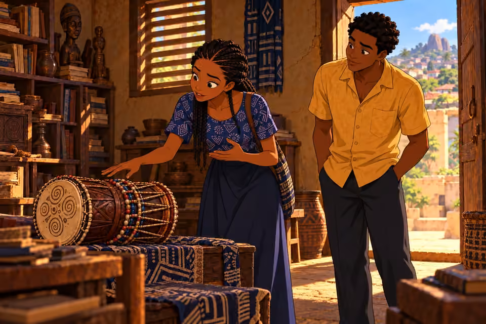Ifáyemi approaches the Batá with scholarly respect.