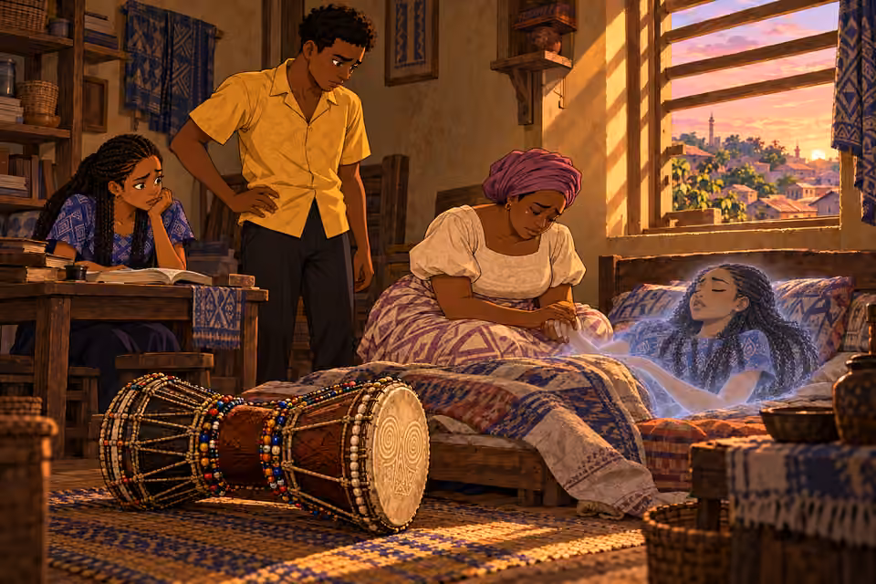 At dawn, Mama Ronke keeps watch over Abisola in Ayo’s room.