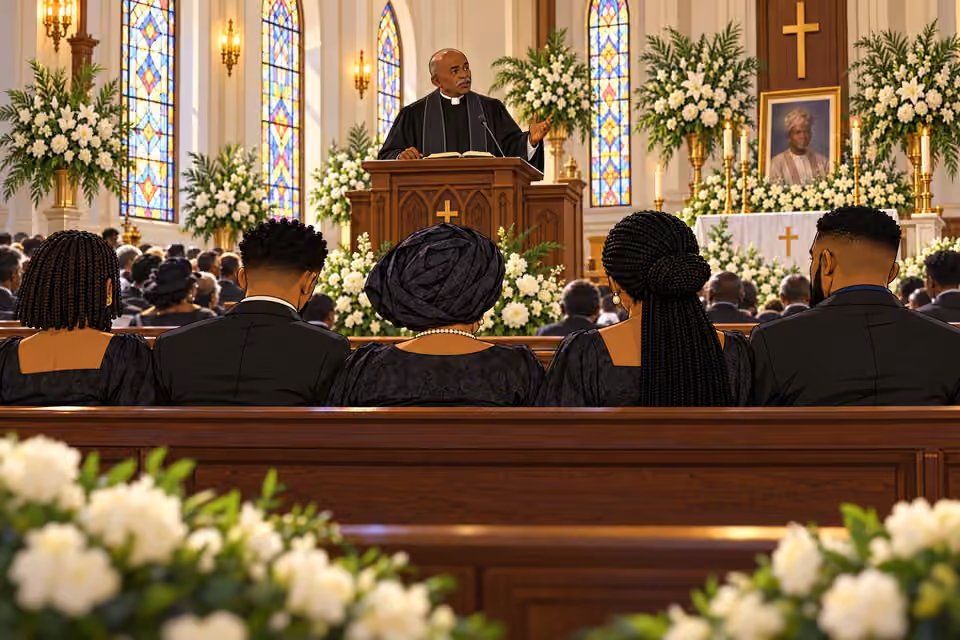 The pastor addresses the congregation
