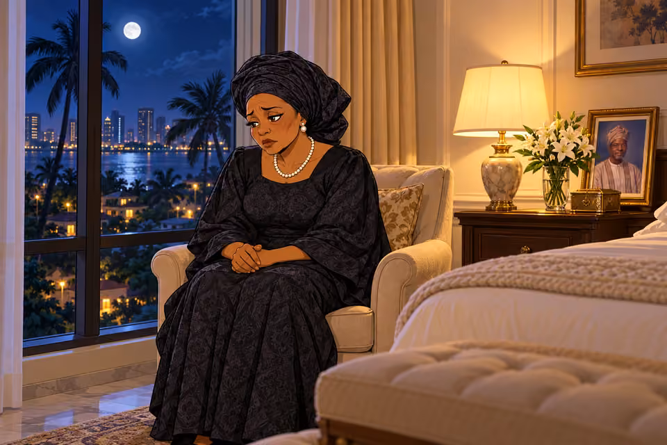 Grace sits alone by her bedroom window