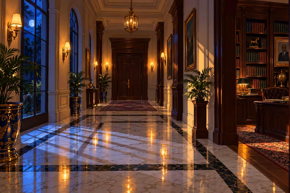 The mansion grows quiet at night