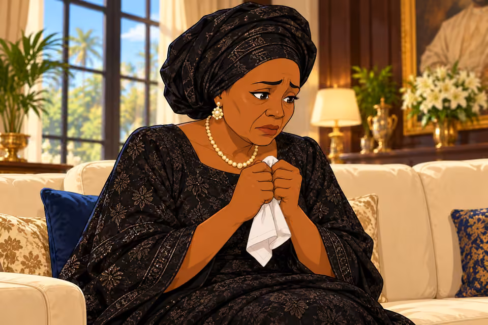 Grace clutches her handkerchief