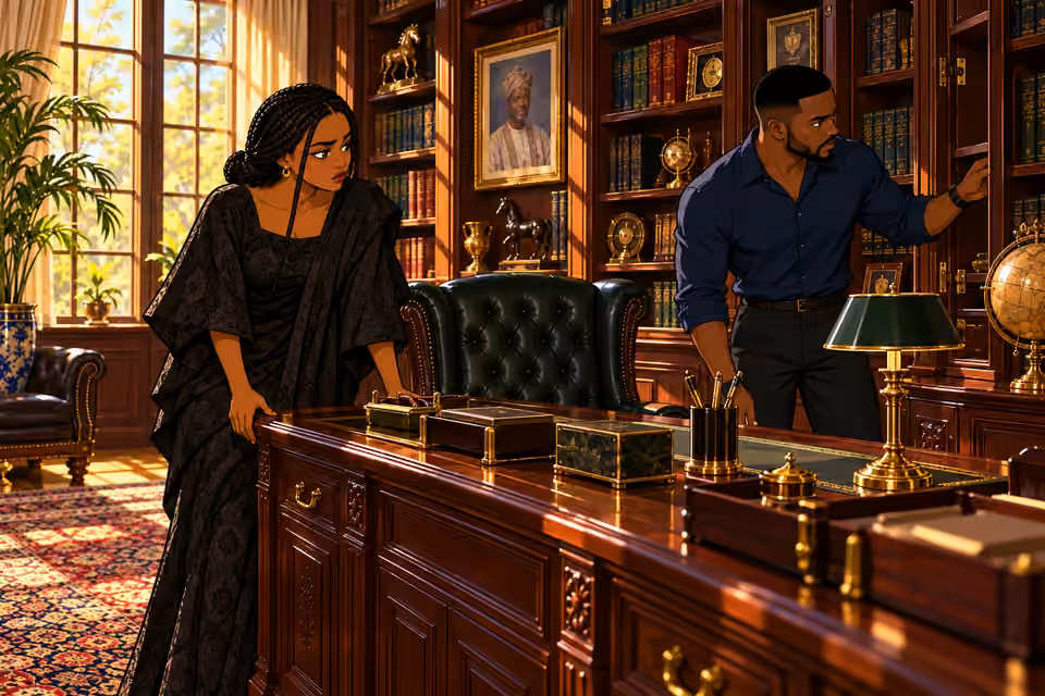 Oritoke and Bayo enter their father study