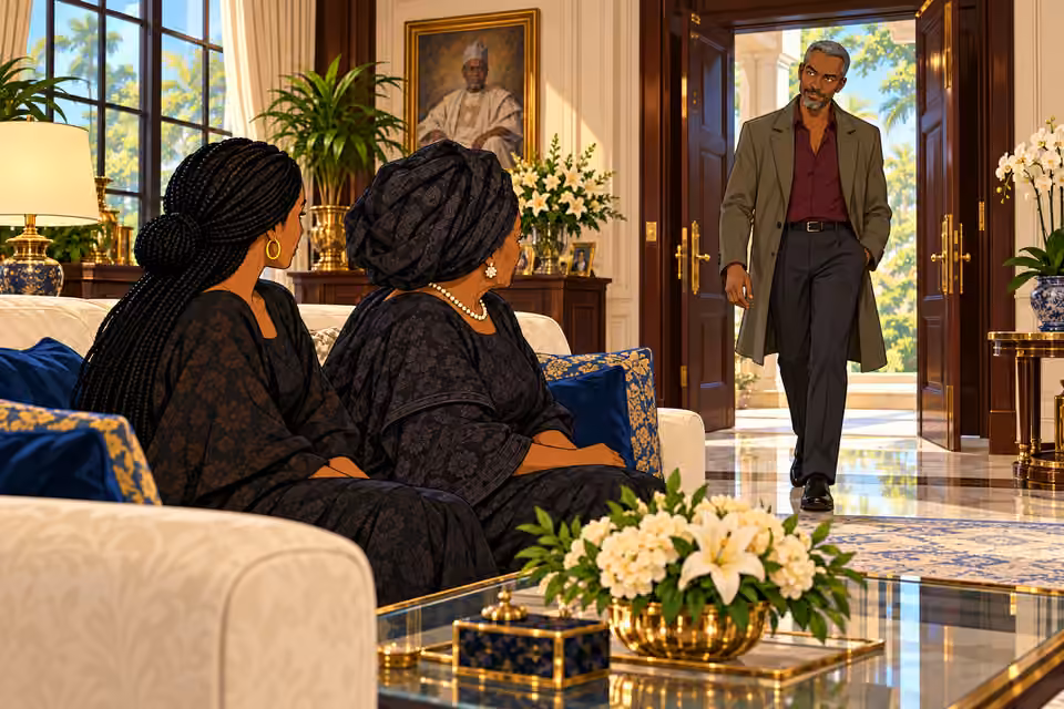 Uncle Jide enters the living room