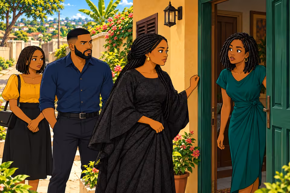 Folake opens the door