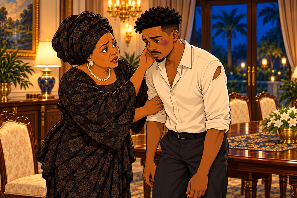 Grace rushes to her injured son.