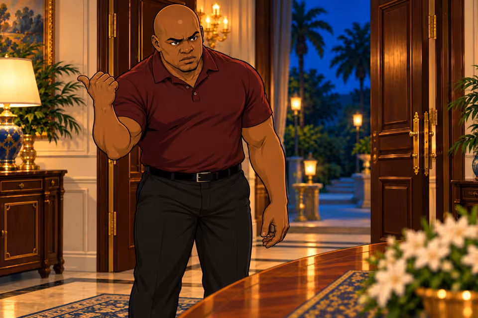 The gang leader reveals the gambling debt.