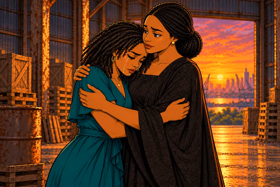 Oritoke embraces her half-sister.