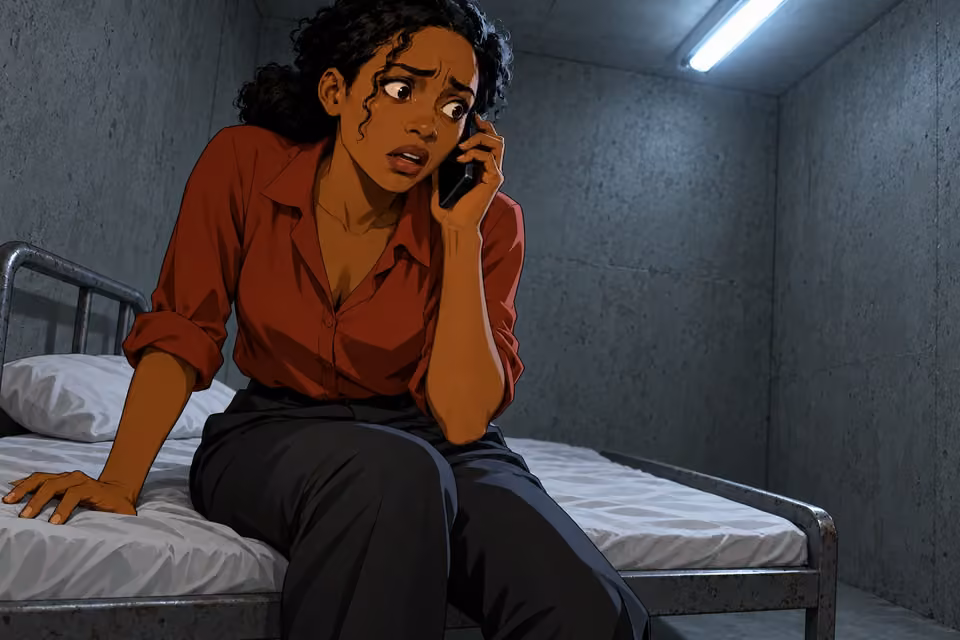Kemi listens in terror as the caller threatens her family.
