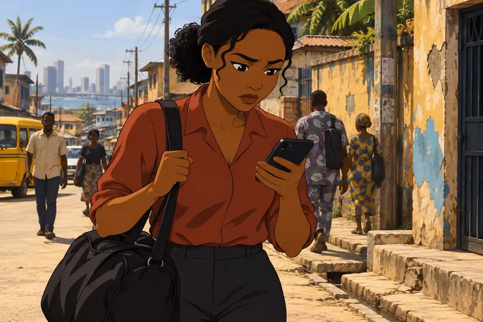 Kemi studies her phone and reluctantly resolves to comply.