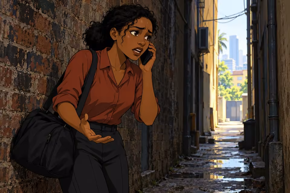 Kemi questions the caller, extending one hand in exhausted confusion.