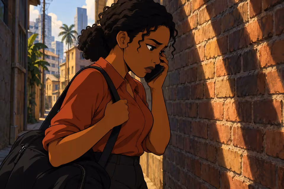 Kemi listens rigidly as the caller gives her another target.