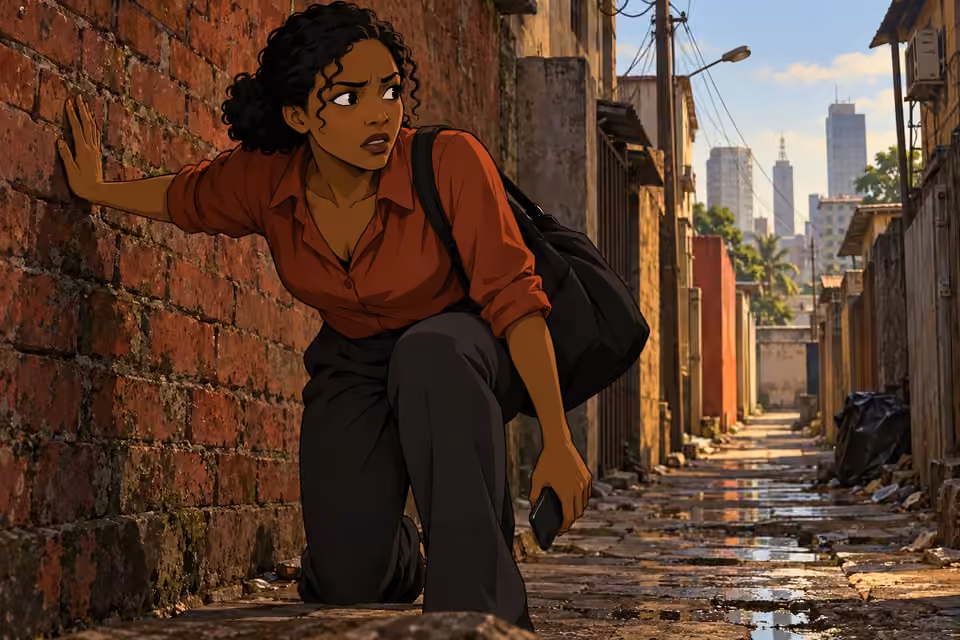 Kemi braces her palm against the alley wall and begins to stand.