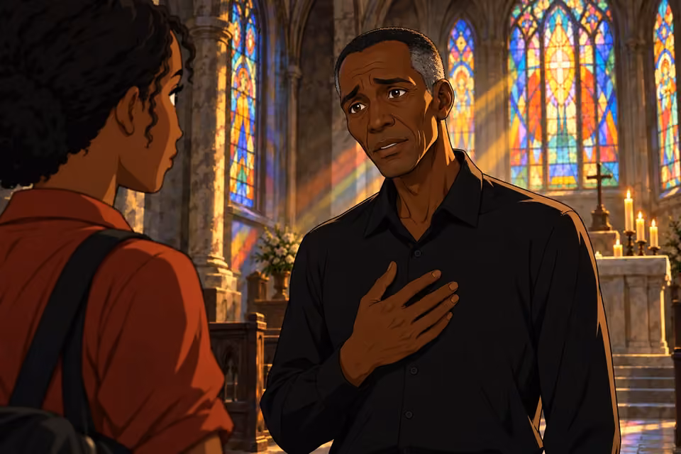 Father Michael earnestly warns Kemi about her husband.
