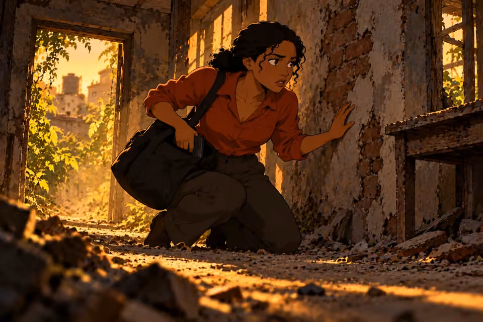 Kemi reaches inside her duffel when she hears footsteps.