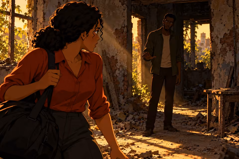 A man in the shadows assures Kemi he means no harm.