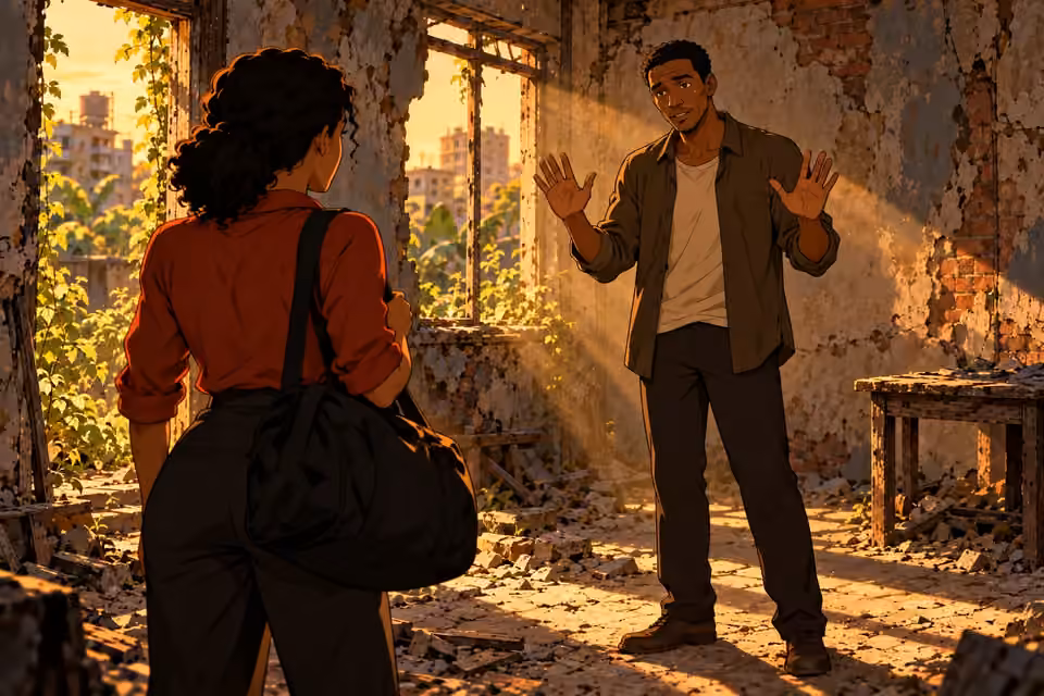 Kunle raises both hands and introduces himself to Kemi.