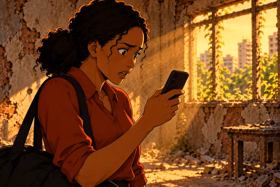 Kemi stares at her phone as she receives the next target's name.