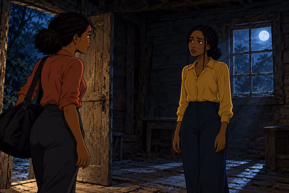 The woman turns toward Kemi, stirring a sense of recognition.