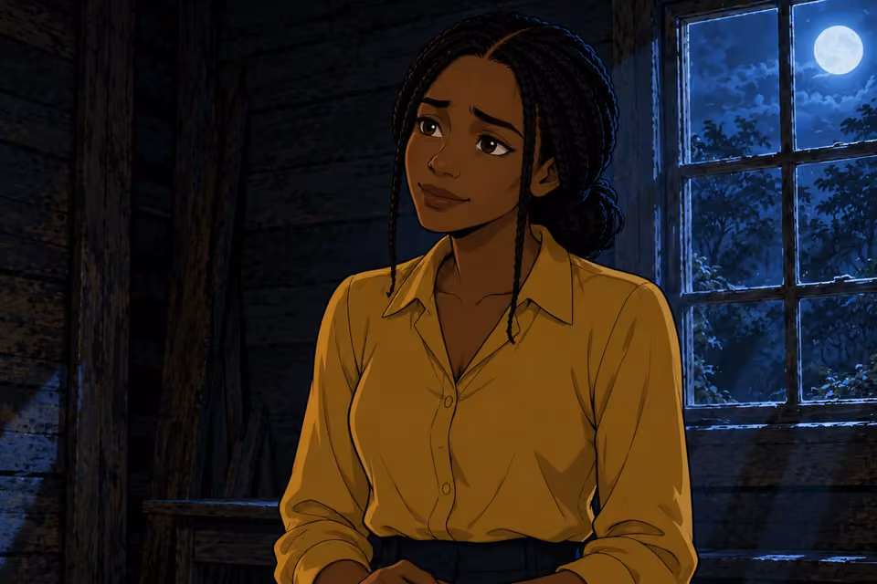 Bimpe offers a sad smile as she introduces herself.