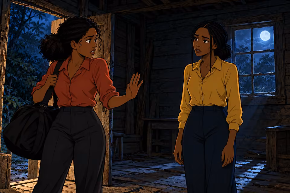 Kemi shakes her head, refusing Bimpe's accusation.