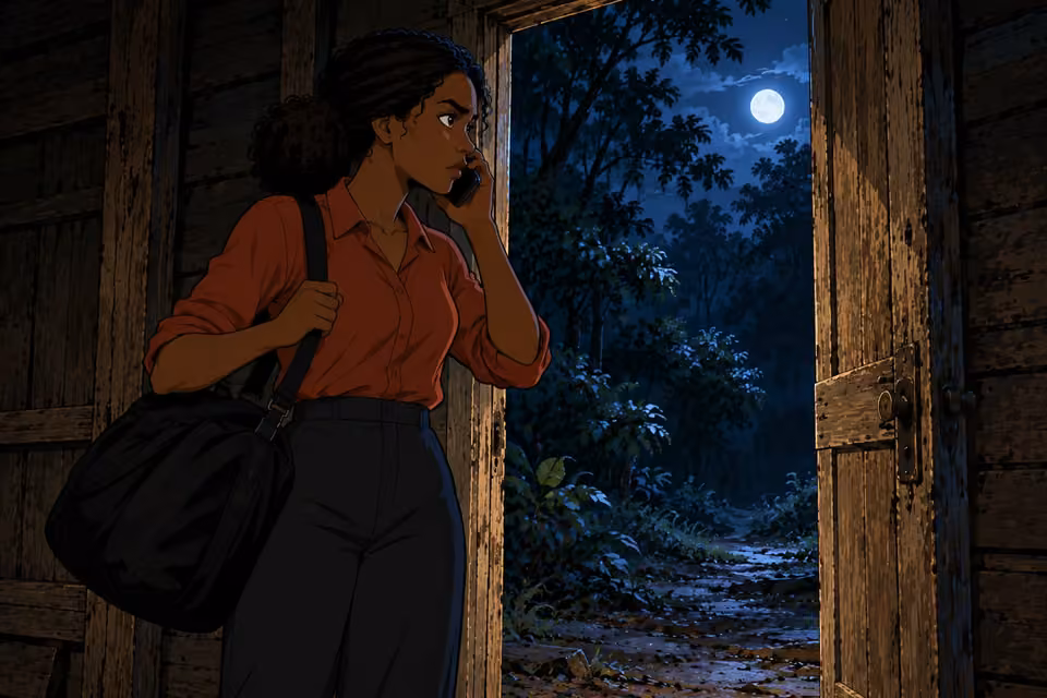 Kemi listens at the cabin doorway as the caller orders her to find Akin.