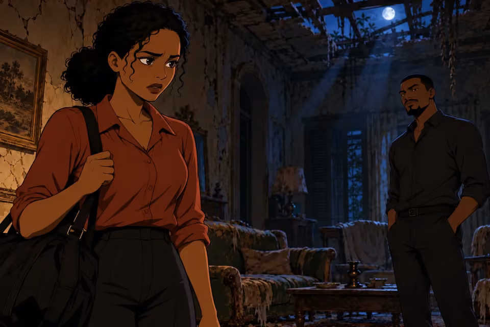 Kemi steadies herself and searches for a way out.