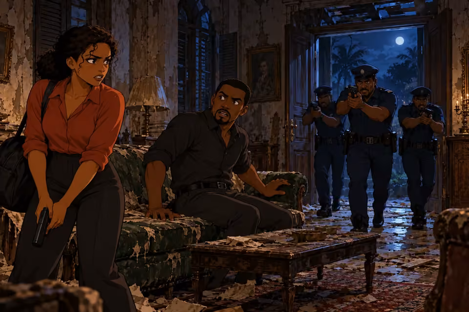 Police burst into the house as Akin realizes Kemi has outsmarted him.