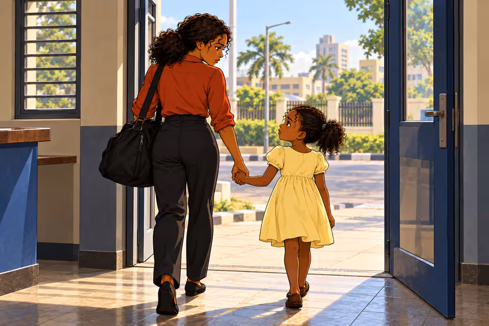 Kemi and Tola leave the station hand in hand.