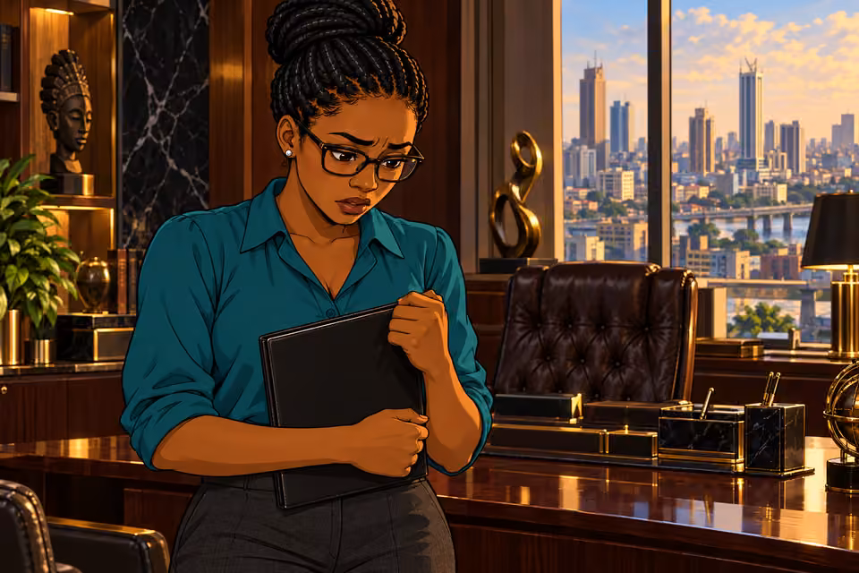 Dede weighs the bribe with visible unease.