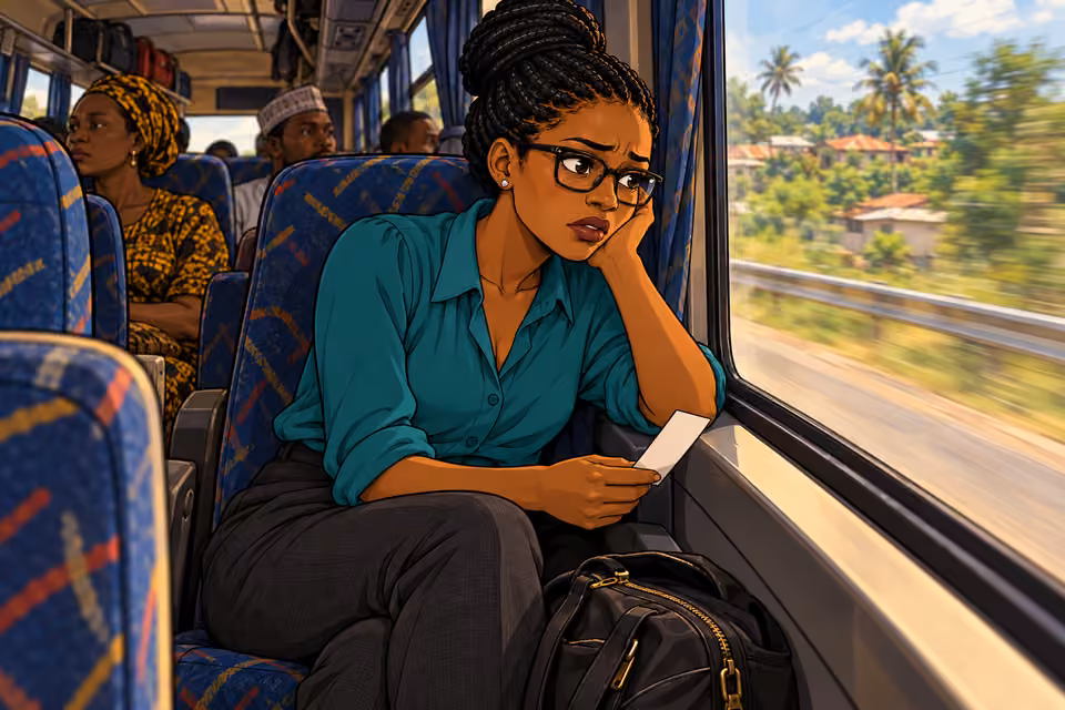 Dede rides toward her hometown, too anxious to sleep.