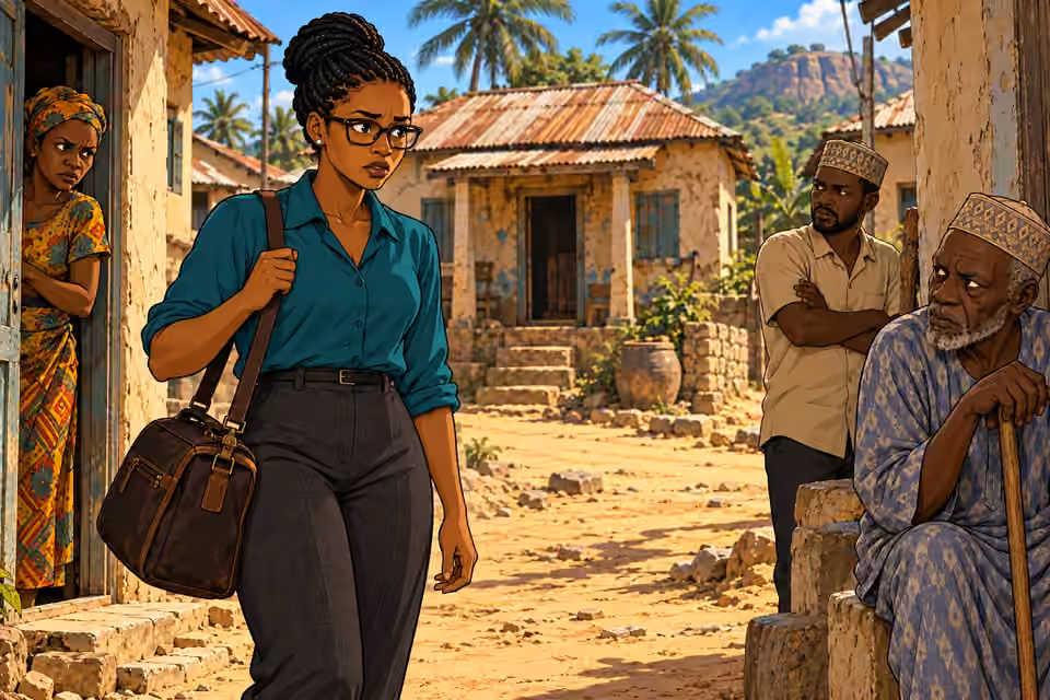 Dede meets wary looks on arriving in her hometown.