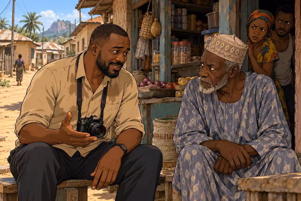 Posing as a tourist, Inspector Hassan questions wary townspeople.