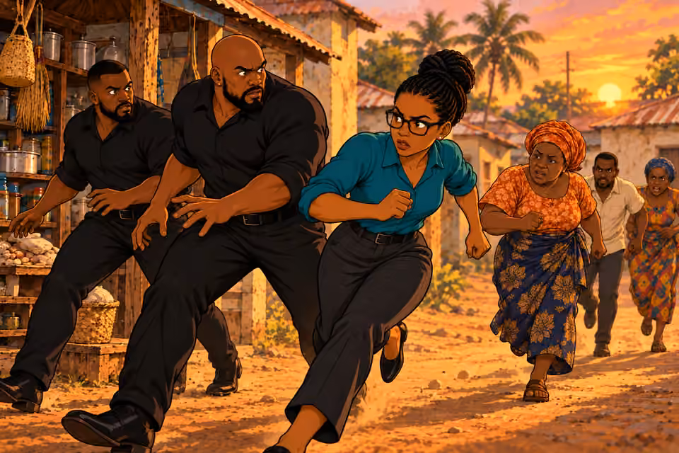 Dede escapes while the attackers hesitate.