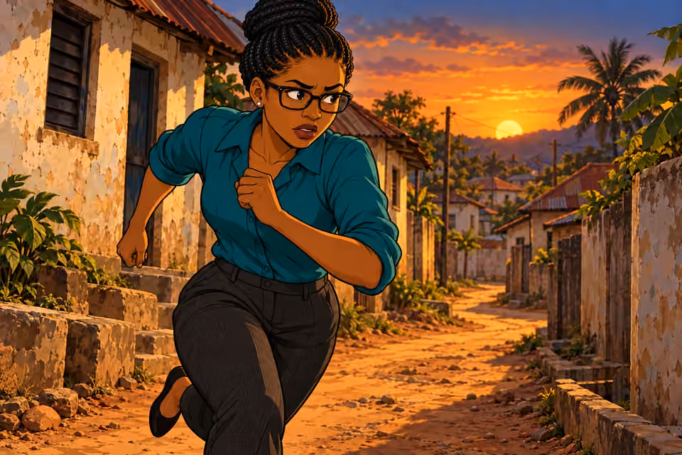 Dede races through the winding streets of her hometown.