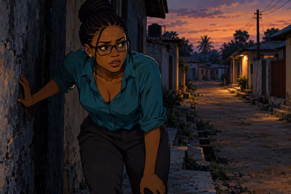 Dede catches her breath in the shadows after escaping.