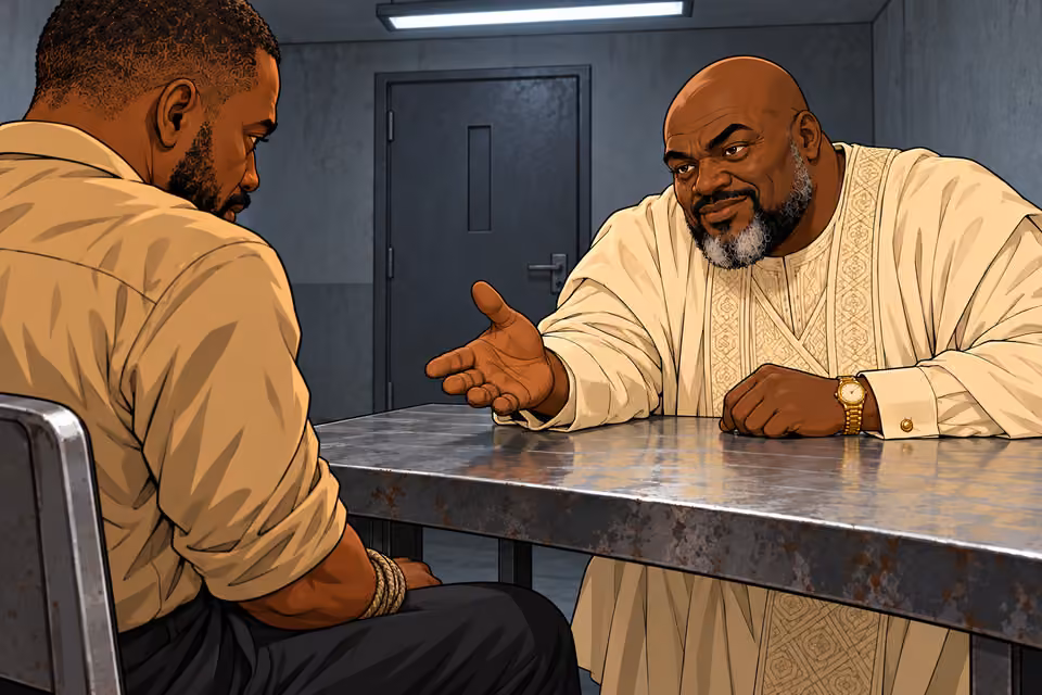 Asukwo demands that Hassan reveal Dede’s whereabouts.