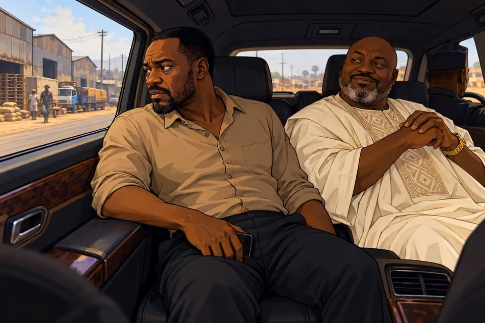 Inspector Hassan rides uneasily beside Asukwo, searching for a chance to warn Dede.