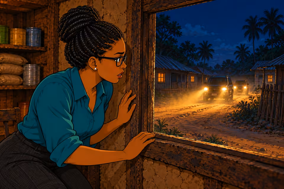 Dede sees headlights approaching the store.