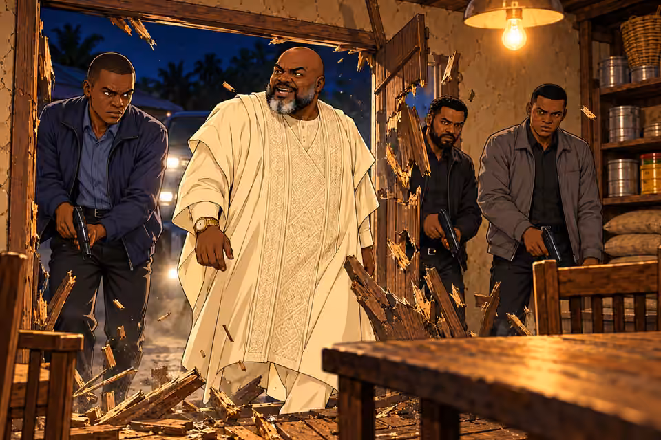 Asukwo’s men smash through the store’s back door.