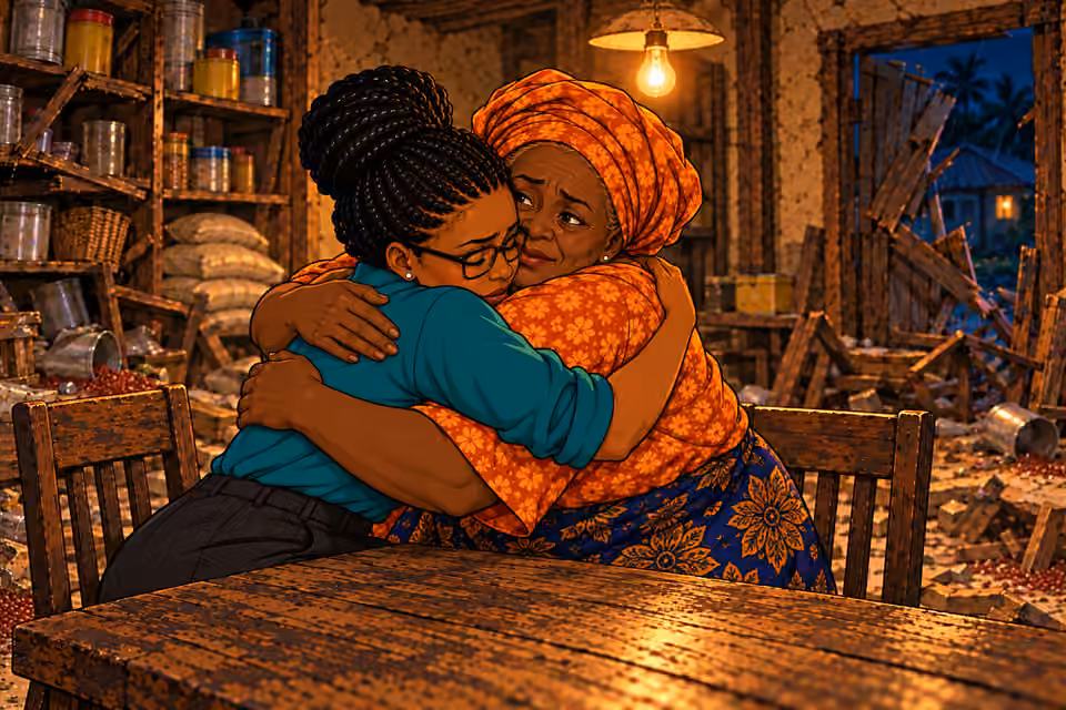 Dede and Yemisi embrace and promise to continue the fight.